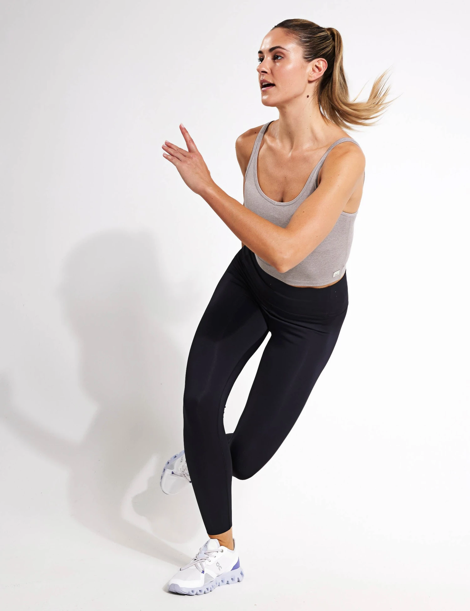 Vuori Halo Performance Crop - Soft Pewter Heather 2 Vuori Halo Performance Crop - Soft Pewter Heather - Image 2