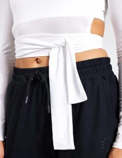 Grace Tie Long Sleeve - White -Outlet Elevate Activewear Store YMO Grace Tie Long Sleeve YMOTOP18 White 0016