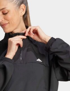 ADIDAS AEROREADY Train Essentials Woven Quarter-Zip Track Jacket - Black/White -Outlet Elevate Activewear Store adidas aeroready train essentials woven quarter zip track jacket black white hz5636 4