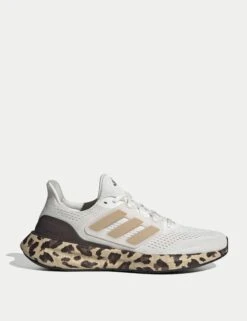 ADIDAS Pureboost 23 Shoes - Core White/Gold Metallic/Shadow Brown