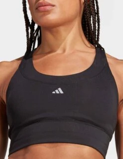 ADIDAS Run Pocket Medium-Support Bra - Black -Outlet Elevate Activewear Store adidas run pocket medium support bra black ix1553 4