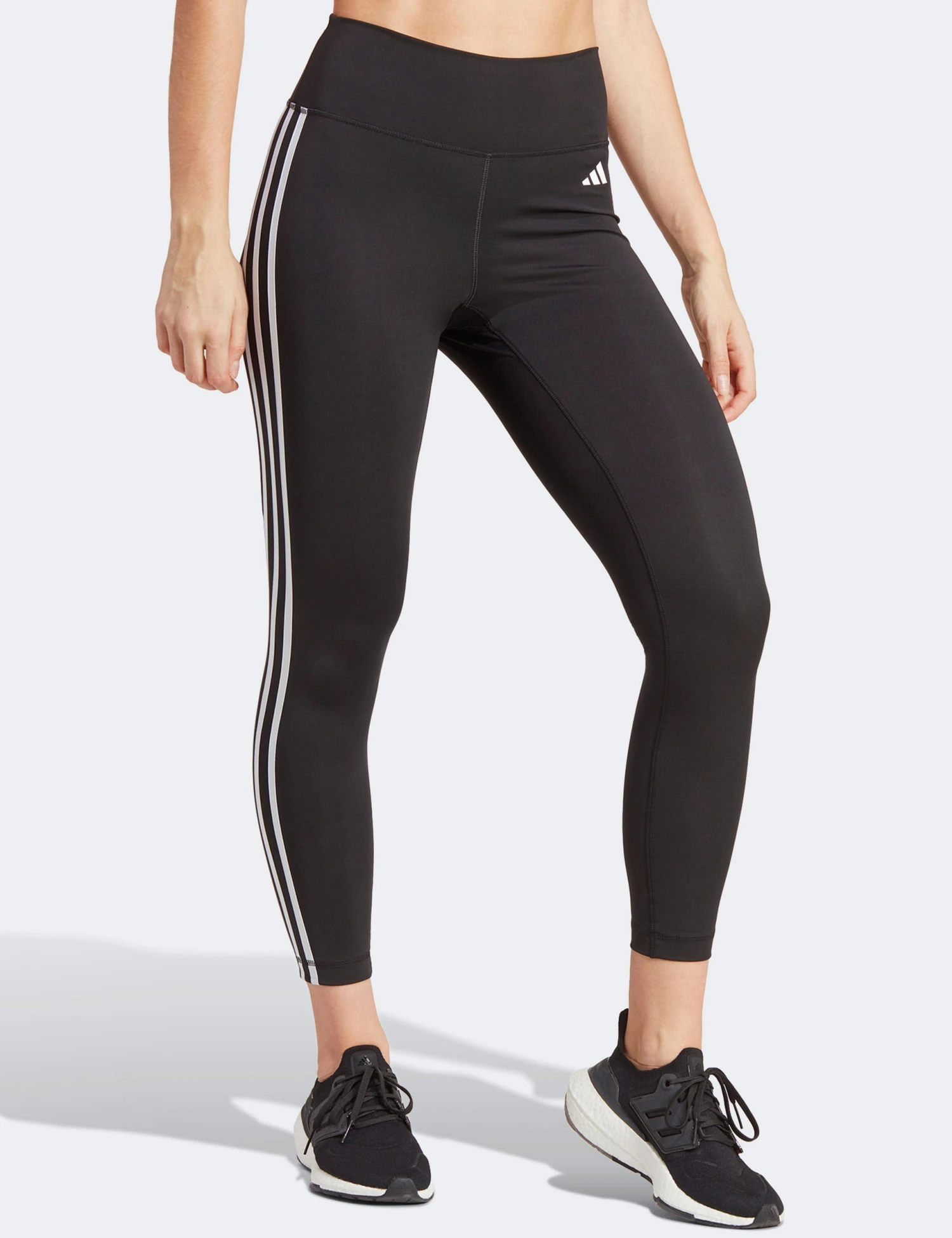 ADIDAS Train Essentials 3-Stripes High Waisted 7/8 Leggings - Black 1 ADIDAS Train Essentials 3-Stripes High Waisted 7/8 Leggings - Black