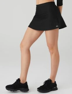 Airlift Timeless Mini Skort - Black -Outlet Elevate Activewear Store alo yoga airlift timeless mini skirt black W6303R 6