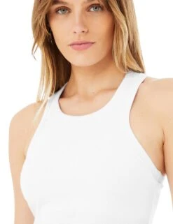 Ribbed Aspire Full Length Tank - White -Outlet Elevate Activewear Store alo yoga ribbed aspire full length tank white W9477R 3