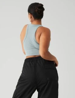 Seamless Delight High Neck Bra - Cosmic Grey -Outlet Elevate Activewear Store alo yoga seamless delight high neck bra cosmic grey W9536R 4