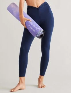 High Waisted Ankle Breathe Deeper Leggings - Midnight Navy