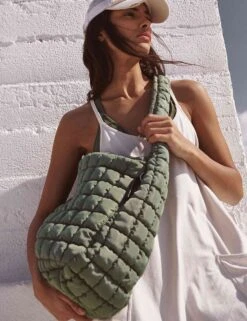 Quilted Carryall - Washed Sage -Outlet Elevate Activewear Store free people movement quilted carryall washed sage 5