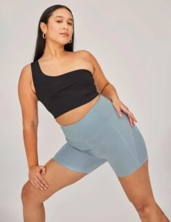 Bianca One Shoulder Bra - Black -Outlet Elevate Activewear Store girlfriend collective bianca one shoulder bra black 1