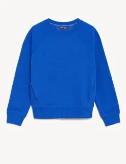 Cotton Rich Crew Neck Sweatshirt - Electric Blue -Outlet Elevate Activewear Store goodmove cotton rich crew neck sweatshirt electric blue T51 3009R 4