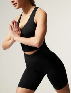 Go Balance High Waisted Yoga Shorts - Black -Outlet Elevate Activewear Store goodmove go balance high waisted yoga shorts black T51 5728 1