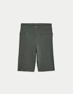 Go Balance High Waisted Yoga Shorts - Dark Olive -Outlet Elevate Activewear Store goodmove go balance hw yoga shorts dark olive T51 5728 4