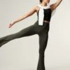 High Waisted Flared Yoga Leggings - Dark Olive