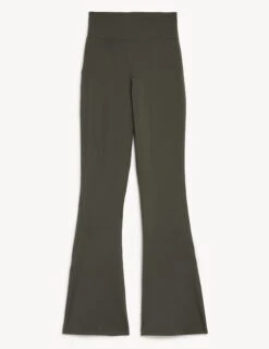 High Waisted Flared Yoga Leggings - Dark Olive 7 High Waisted Flared Yoga Leggings - Dark Olive -Outlet Elevate Activewear Store goodmove high waisted flared yoga leggings dark olive T51 6466 2