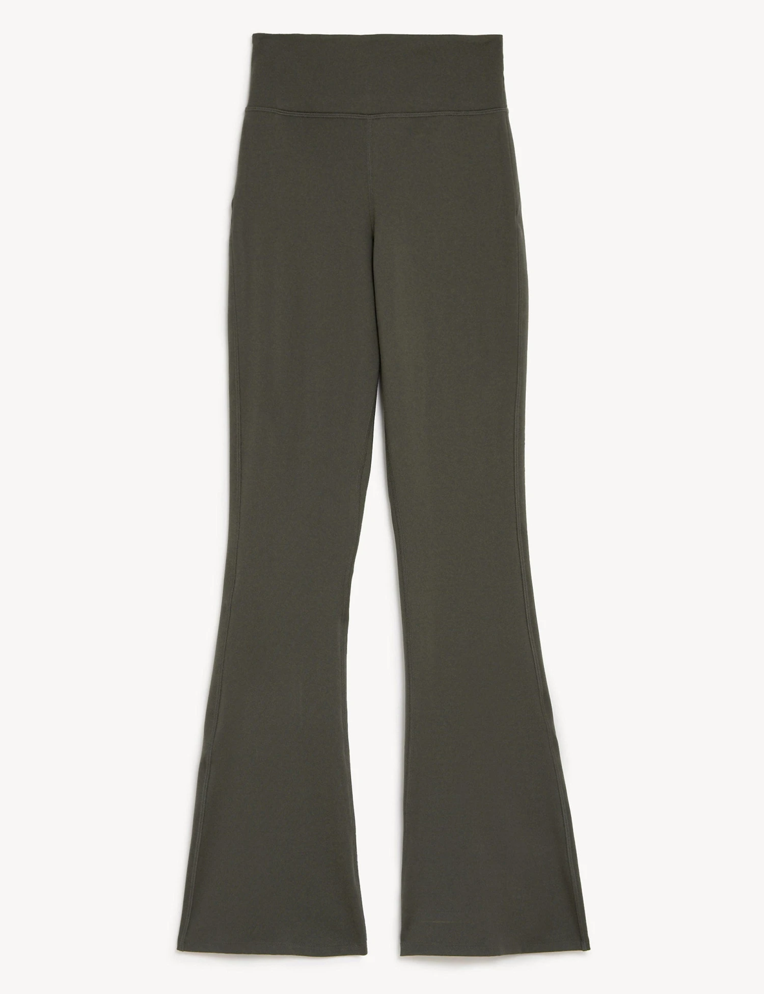 High Waisted Flared Yoga Leggings - Dark Olive 4 High Waisted Flared Yoga Leggings - Dark Olive - Image 4