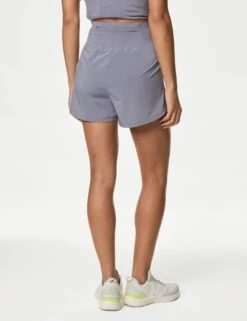High Waisted Sports Shorts - Lavender Grey -Outlet Elevate Activewear Store goodmove high waisted sports shorts lavender grey T51 5740A 6