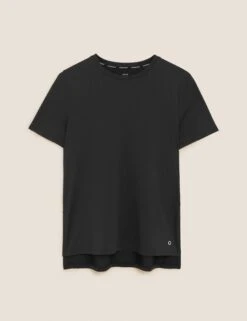 Scoop Neck Mesh Back T-shirt - Black -Outlet Elevate Activewear Store goodmove scoop neck mesh back t shirt black T51 5177 2