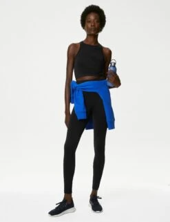 Scoop Neck Seamless Fitted Crop Top - Black -Outlet Elevate Activewear Store goodmove scoop neck seamless fitted crop top black T51 5766 2