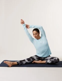 Tie Back Long Sleeve Yoga Top - Powder Blue -Outlet Elevate Activewear Store goodmove tie back long sleeve yoga top blue T51 5310 2