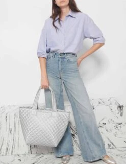 Medium Metro Tote Deluxe - Oyster Metallic -Outlet Elevate Activewear Store mz wallace medium metro tote deluxe oyster metallic 1260x1917 4