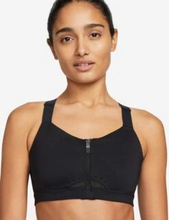 Nike Dri-FIT Alpha Padded Zip-Front Sports Bra - Black/Dark Smoke Grey