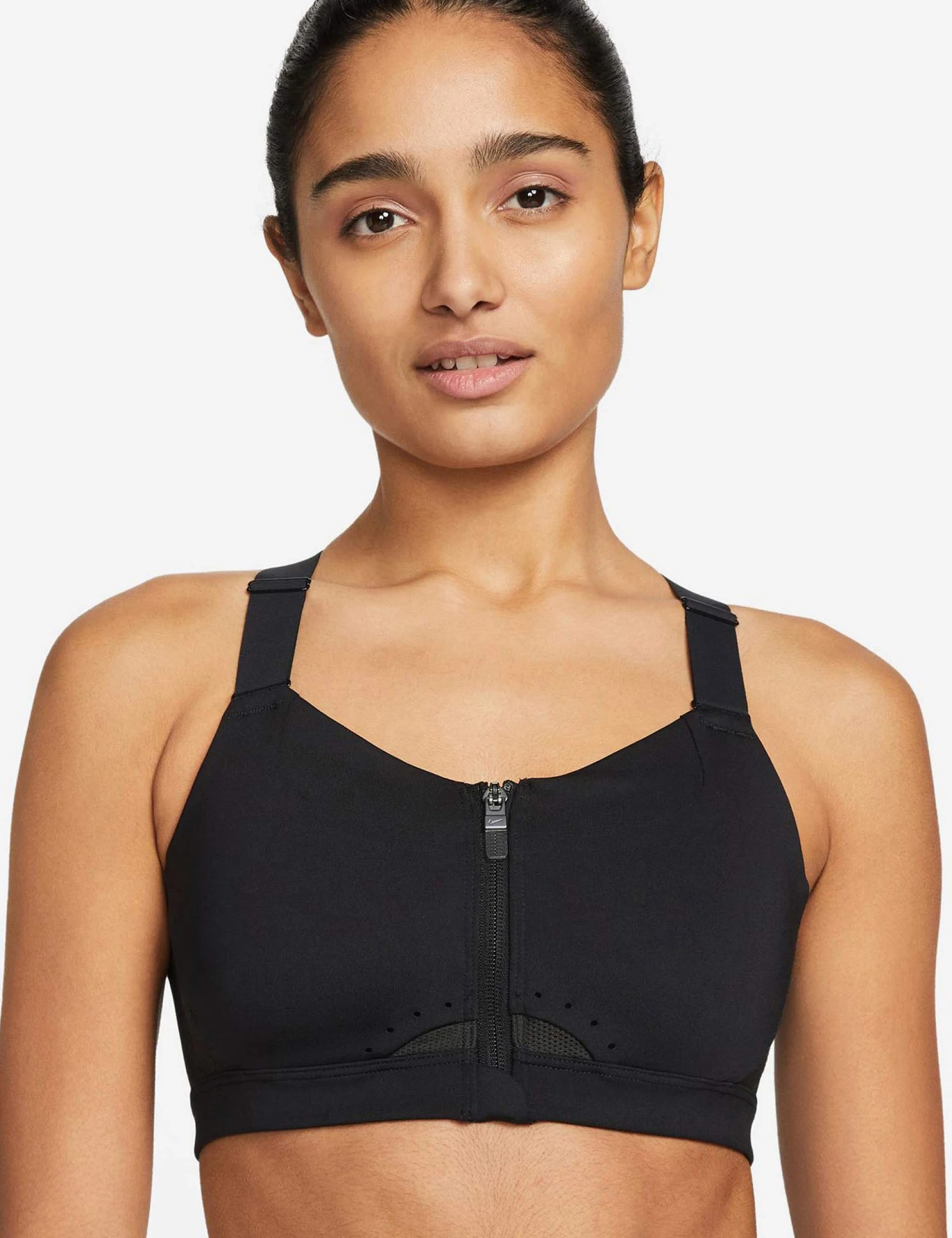Nike Dri-FIT Alpha Padded Zip-Front Sports Bra - Black/Dark Smoke Grey 1 Nike Dri-FIT Alpha Padded Zip-Front Sports Bra - Black/Dark Smoke Grey