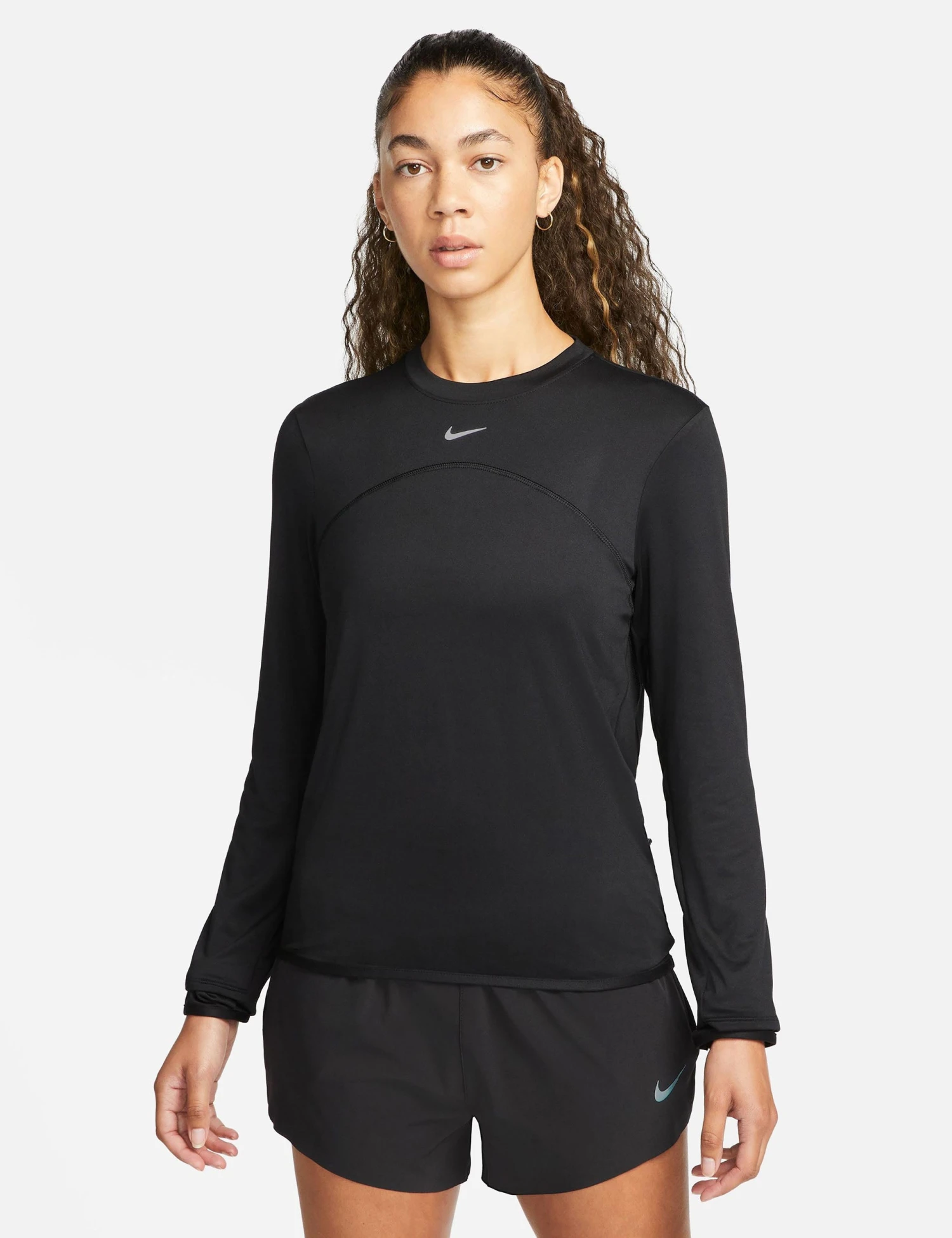 Nike Dri-FIT Swift Element UV Crew Neck Top - Black/Reflective Silver 1 Nike Dri-FIT Swift Element UV Crew Neck Top - Black/Reflective Silver
