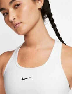 Nike Dri-FIT Swoosh Sports Bra - White/Black -Outlet Elevate Activewear Store nike dri fit swoosh sports bra white black BV3636 100 6