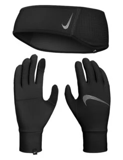 Nike Essential Headband And Glove Set - Black/Silver