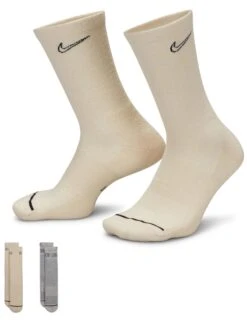 Nike Everyday Plus Cushioned Crew Socks (2 Pairs) - Brown/Grey -Outlet Elevate Activewear Store nike everyday plus cushioned crew socks 2 pairs brown grey dz1551 901 2