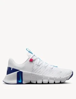Nike Free Metcon 5 Shoes - White/Aquarius Blue/Fierce Pink/Deep Royal Blue/Light Laser Orange