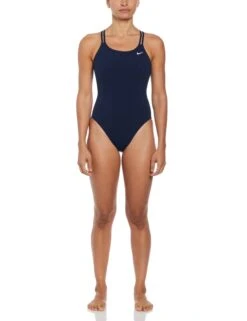 Nike HydraStrong Solid Spiderback 1-Piece Swimsuit - Midnight Navy -Outlet Elevate Activewear Store nike hydrastrong solid spiderback 1 piece swimsuit navy nessa003 440 3