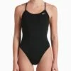 Nike Lace-Up Tie-Back 1-Piece Swimsuit - Black