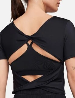Nike One Classic Dri-FIT Short-Sleeve Cropped Twist Top - Black/White 9 Nike One Classic Dri-FIT Short-Sleeve Cropped Twist Top - Black/White -Outlet Elevate Activewear Store nike one classic dri fit short sleeve cropped twist top black white fn2851 010 6