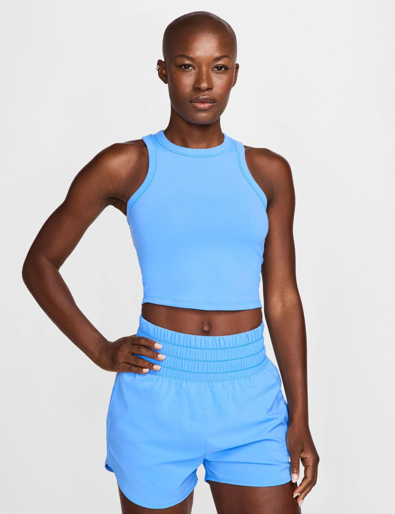 Nike One Fitted Dri-FIT Cropped Tank Top - University Blue/Black 1 Nike One Fitted Dri-FIT Cropped Tank Top - University Blue/Black