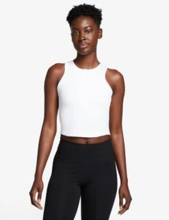 Nike One Fitted Dri-FIT Cropped Tank Top - White/Black