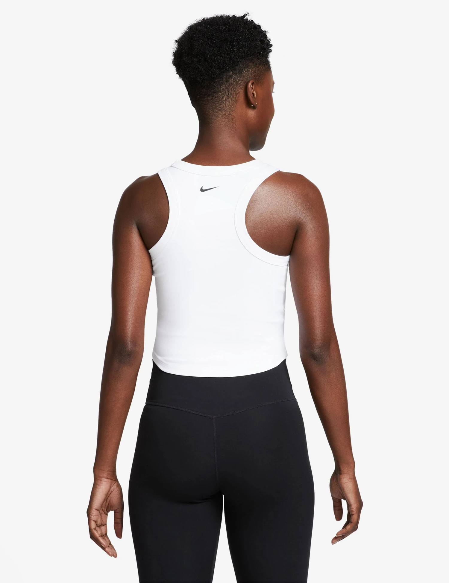 Nike One Fitted Dri-FIT Cropped Tank Top - White/Black 2 Nike One Fitted Dri-FIT Cropped Tank Top - White/Black - Image 2