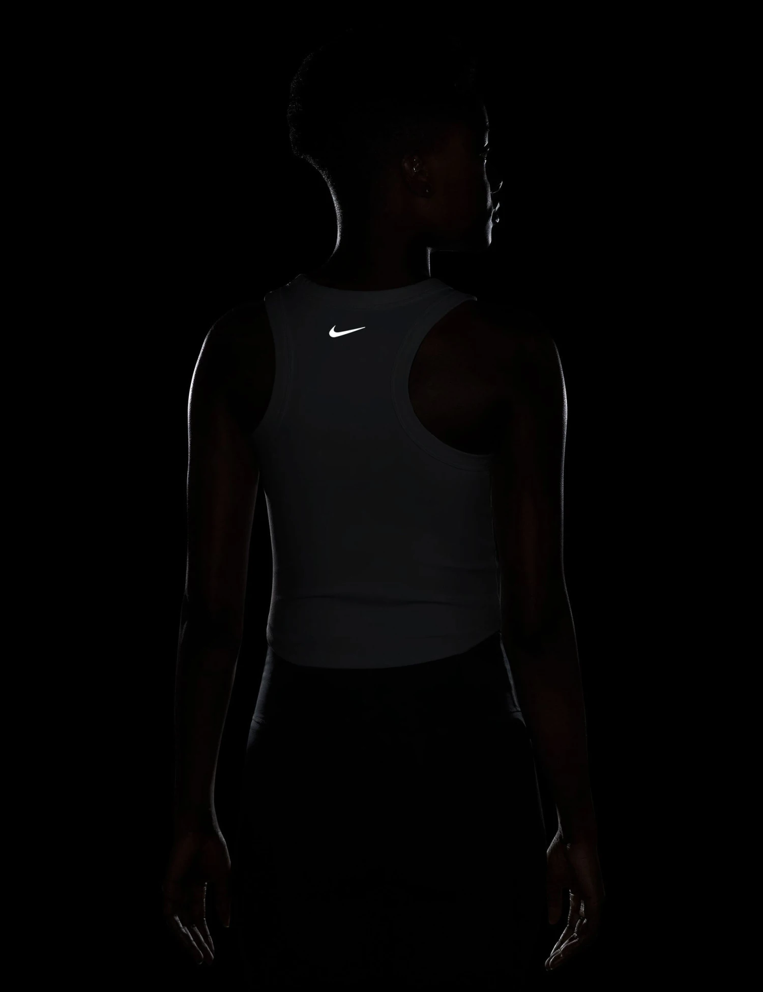 Nike One Fitted Dri-FIT Cropped Tank Top - White/Black 4 Nike One Fitted Dri-FIT Cropped Tank Top - White/Black - Image 4