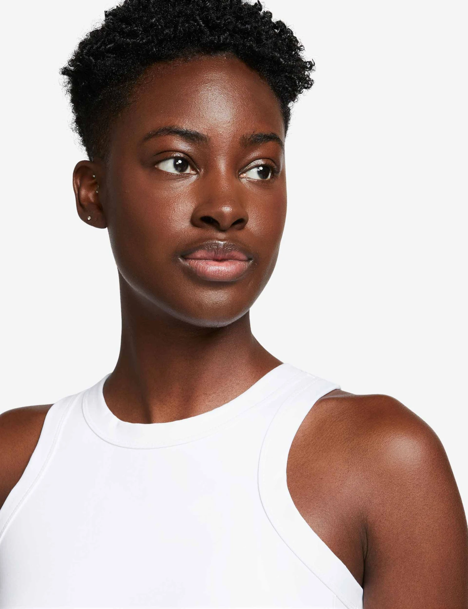 Nike One Fitted Dri-FIT Cropped Tank Top - White/Black 3 Nike One Fitted Dri-FIT Cropped Tank Top - White/Black - Image 3