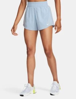 Nike One High Waisted 3" Brief-Lined Shorts - Light Armory Blue/Reflective Silver