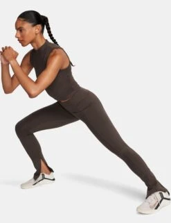 Nike One High Waisted Split-Hem Leggings - Baroque Brown -Outlet Elevate Activewear Store nike one hw split hem leggings brown fn4148 237 4