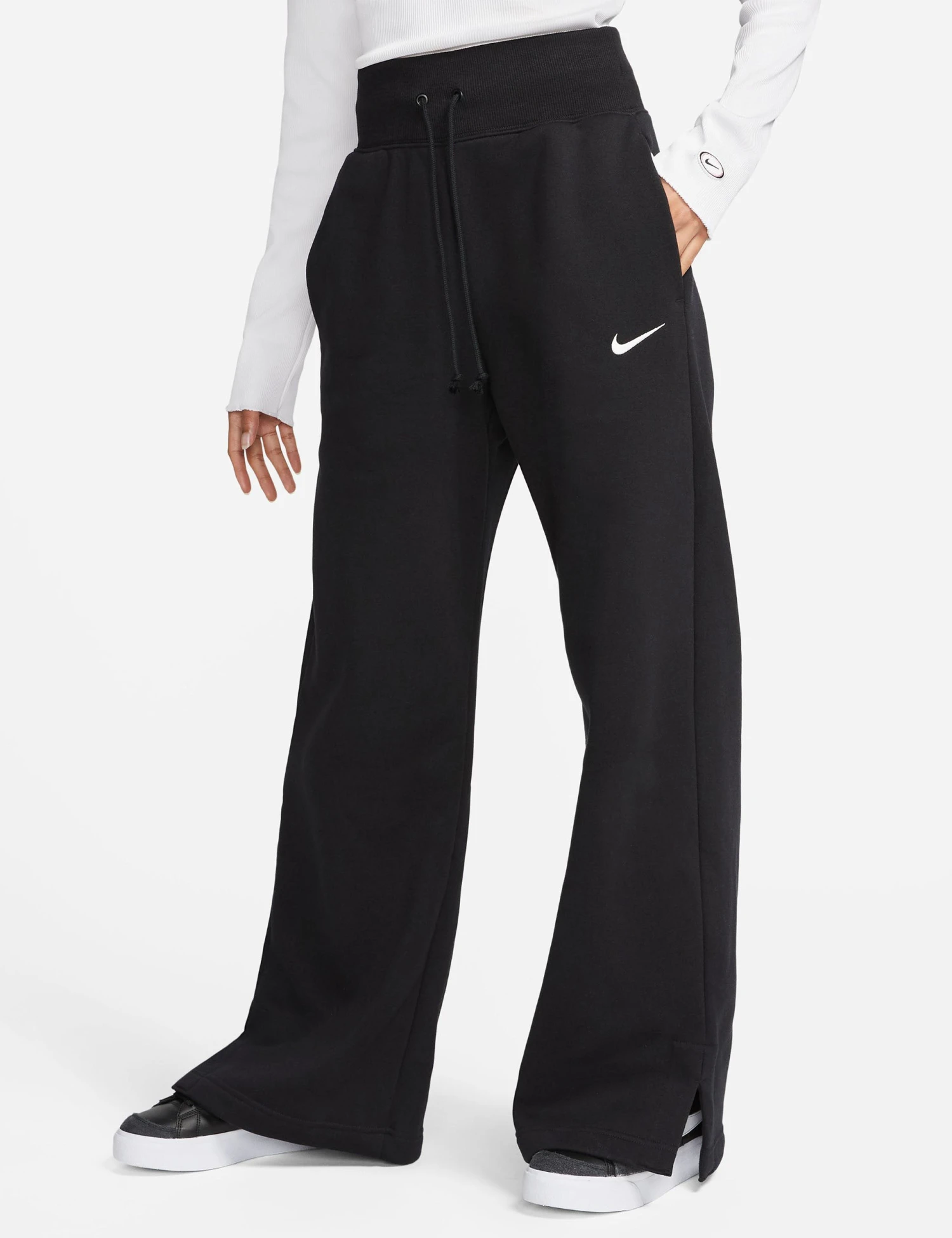 Nike Sportswear Phoenix Fleece Tracksuit Bottoms - Black/White 1 Nike Sportswear Phoenix Fleece Tracksuit Bottoms - Black/White
