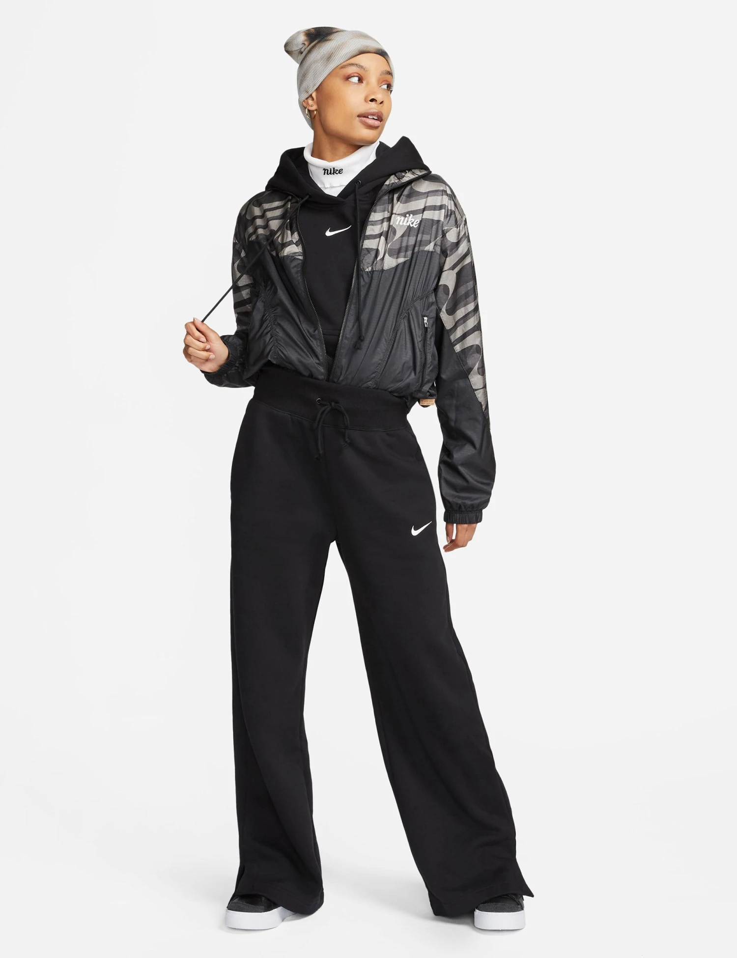Nike Sportswear Phoenix Fleece Tracksuit Bottoms - Black/White 6 Nike Sportswear Phoenix Fleece Tracksuit Bottoms - Black/White - Image 6