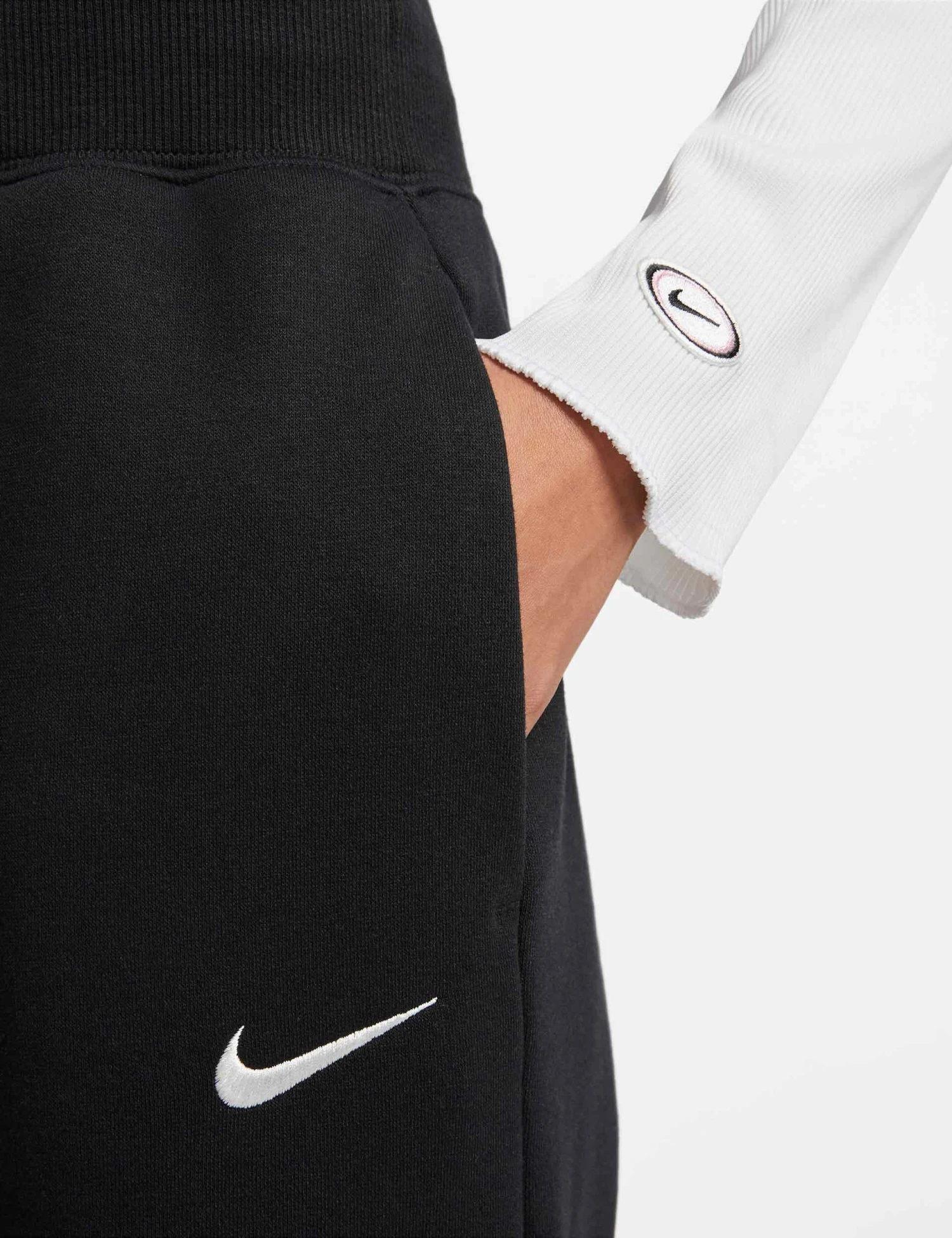 Nike Sportswear Phoenix Fleece Tracksuit Bottoms - Black/White 4 Nike Sportswear Phoenix Fleece Tracksuit Bottoms - Black/White - Image 4