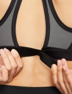 Nike Swoosh High Support Bra - Black/Iron Grey/White -Outlet Elevate Activewear Store nike swoosh high support bra black grey white DX6815 010 3