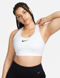 Nike Swoosh High Support Bra - White/Black -Outlet Elevate Activewear Store nike swoosh high support bra white black DX6815 100 1