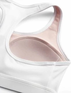 Nike Swoosh Medium Support Bra - White/Stone Mauve/Black -Outlet Elevate Activewear Store nike swoosh medium support bra white mauve black DX6821 100 5