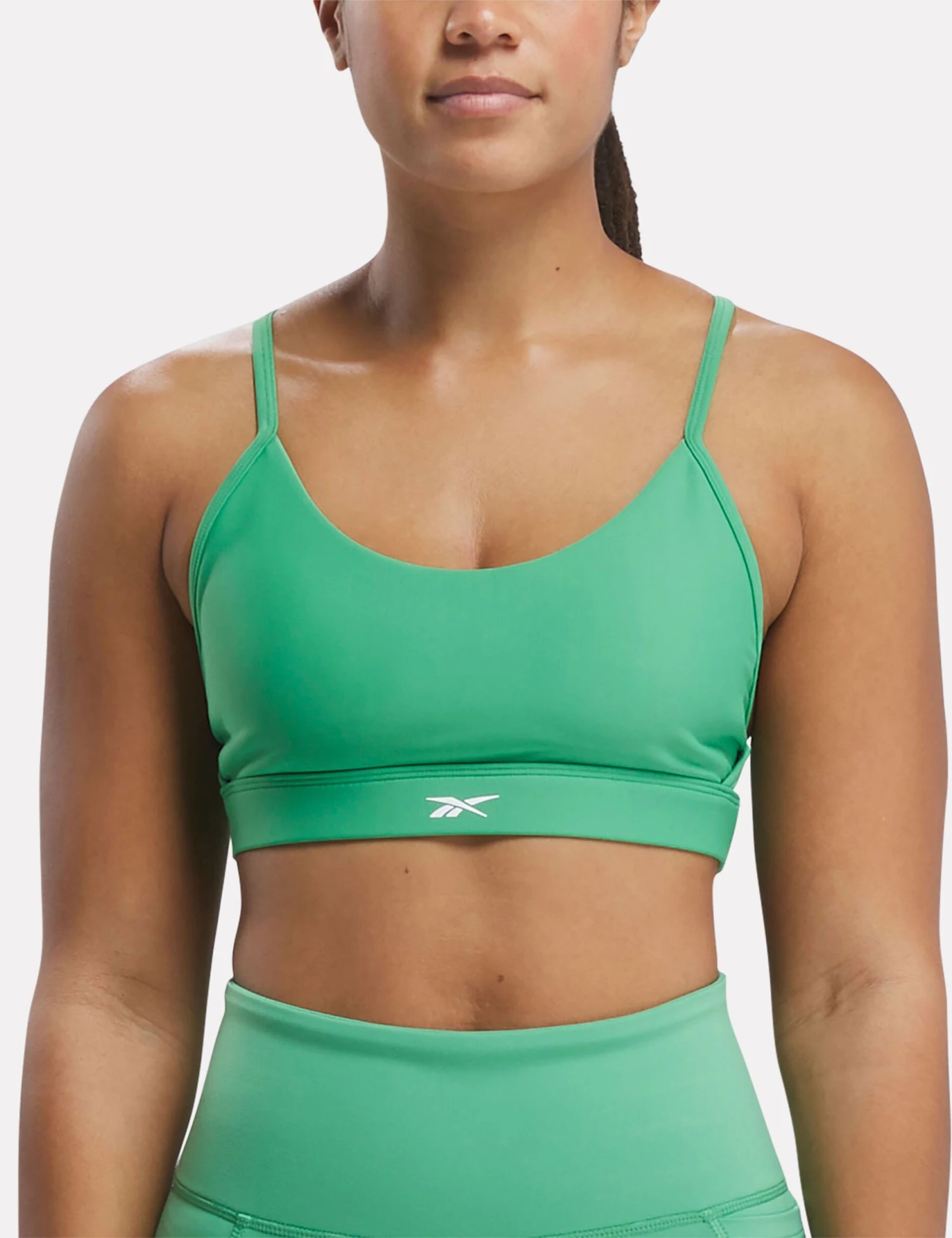 Reebok Lux Strappy Sports Bra - Sport Green 1 Reebok Lux Strappy Sports Bra - Sport Green
