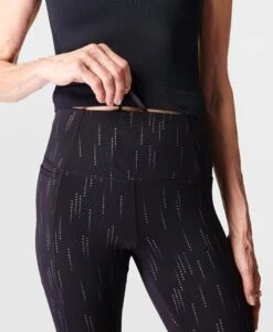 Sweaty Betty Therma Boost 2.0 Running Leggings - Grey Reflective Print -Outlet Elevate Activewear Store sb9544 greysbdotreflectiveprint fulllength 6