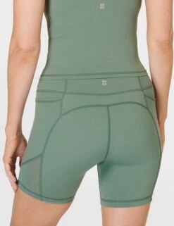 Sweaty Betty Power Aerial Mesh 6" Gym Short - Cool Forest Green -Outlet Elevate Activewear Store sweaty betty aerial 6 workout short cool forest green sb9550 8