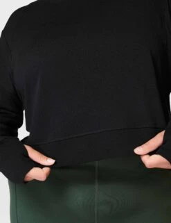 Sweaty Betty After Class Crop Sweatshirt - Black -Outlet Elevate Activewear Store sweaty betty after class crop sweatshirt black sb5622c 4